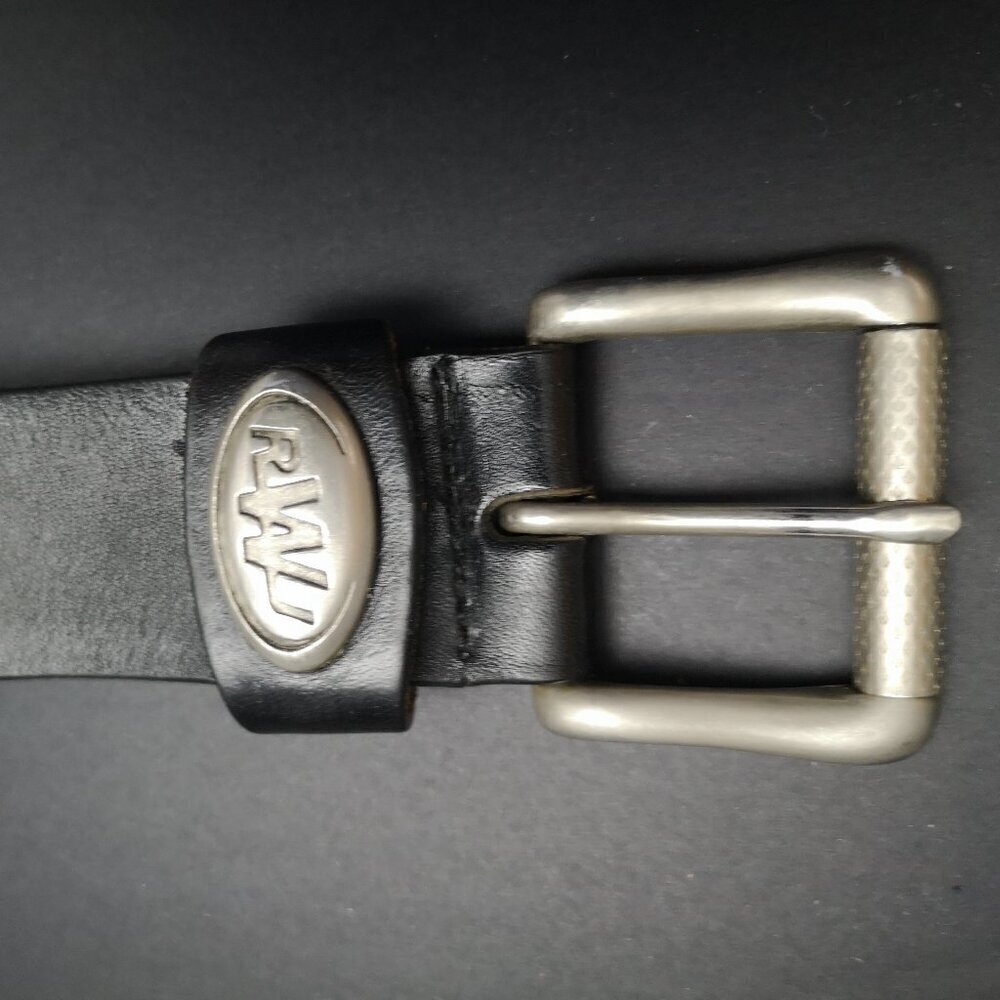 River Worked Jeans Black Genuine Italian Leather Size 32 Unisex Belt